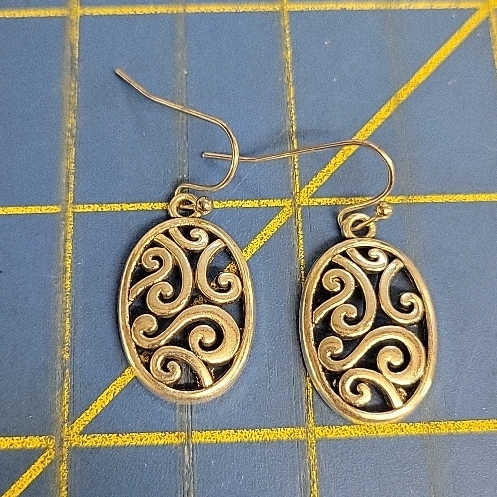Oval Silver Tone Earrings